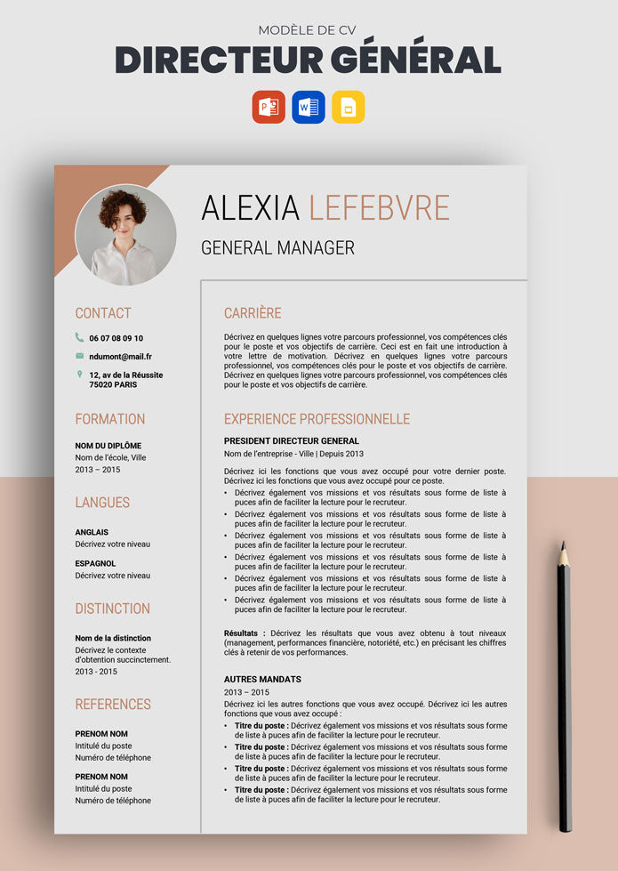 CV Directeur Général à télécharger (Exemples)  CV Market