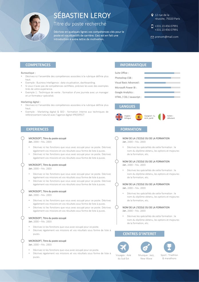 CV VIERGE  Modèle de CV design (Télécharger)  CV Market