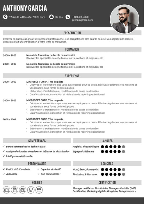 CV DISTINCTION - Modèle de CV moderne à télécharger  CV 