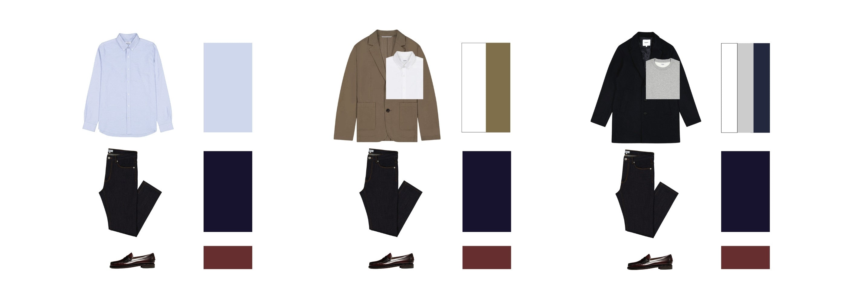 Foolproof Colour Combinations for Navy Jeans with a Burgundy Loafer/Dress Shoe