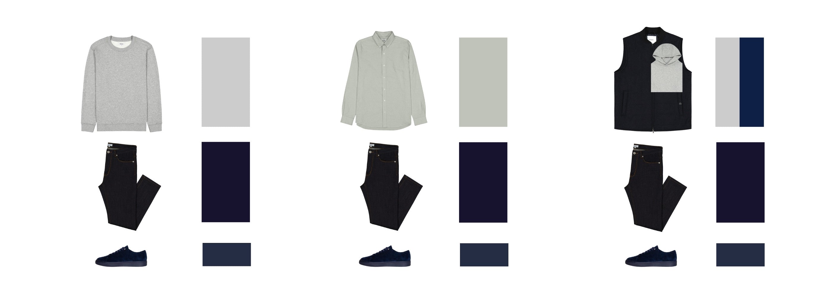 Foolproof Colour Combinations for Navy Jeans with Navy Sneakers