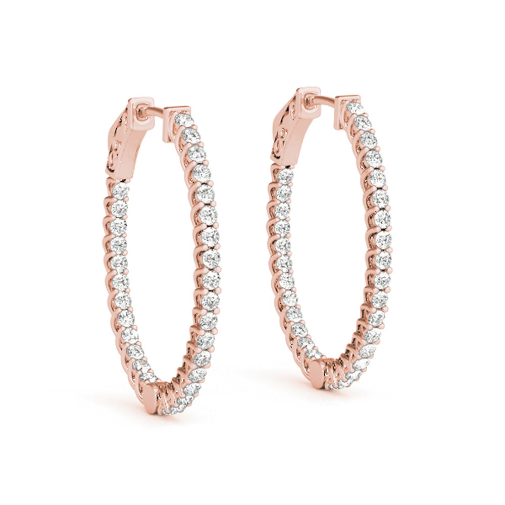 Oval Hoop earrings in 14K Yellow, White and Rose Gold