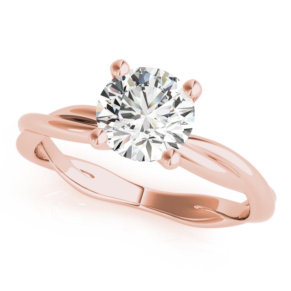Round Twisted Diamond Engagement Ring In 14K Rose Gold