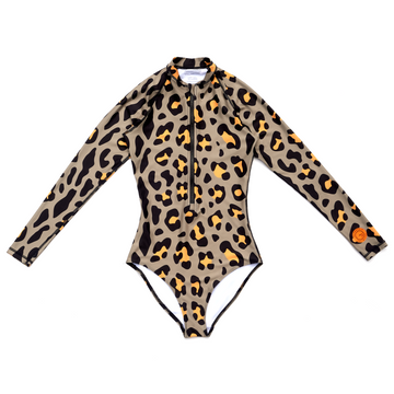 Leopard Print Kids' Long-Sleeved Swimsuit by Friendship Unlimited
