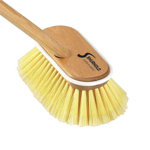 Shurhold 980 10 Inch Soft Bristle Brush, Deck Brush with Yellow Polystyrene Bristles  Soft, Yellow