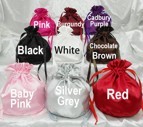 quality multi colour satin dolly bags for bridesmaids and flower girls