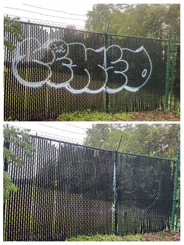 graffiti removal off of wood fence