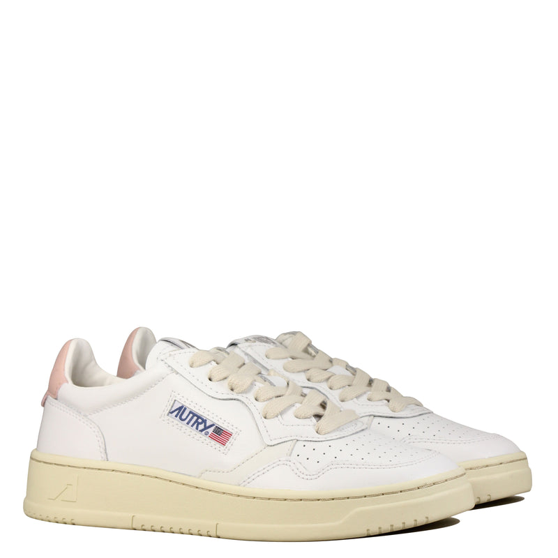 autry low sneakers in white pink leather