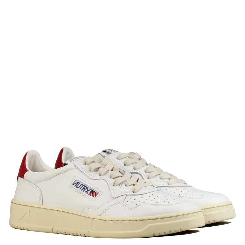 Autry Action Shoes 01 Leather White Red 