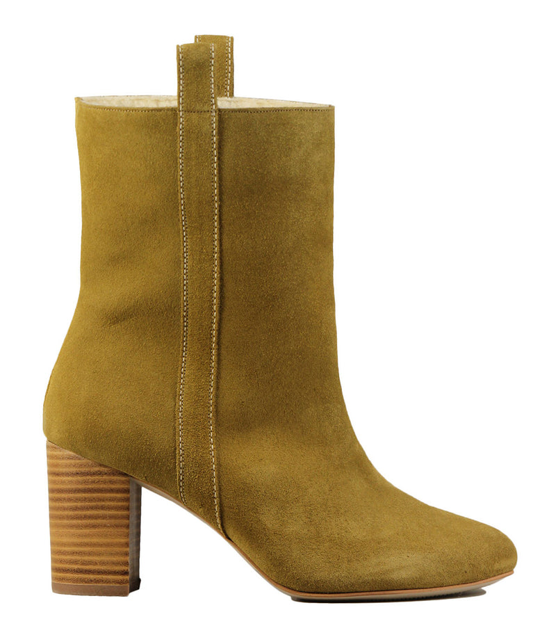 gold suede boots