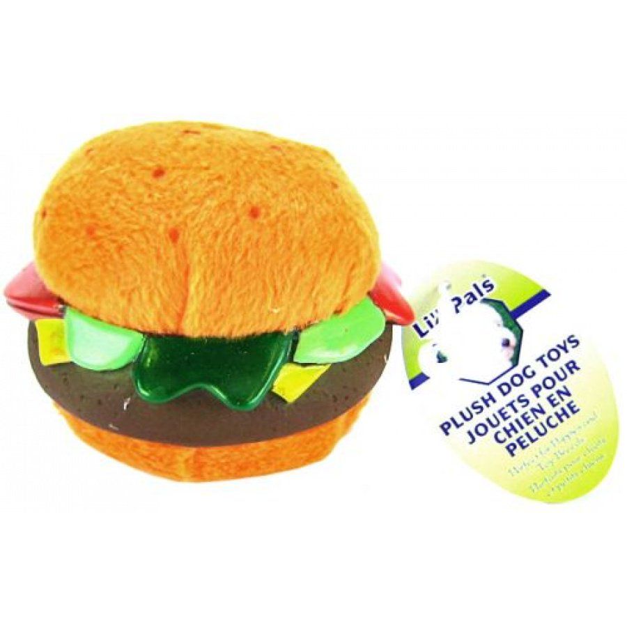 plush hamburger dog toy