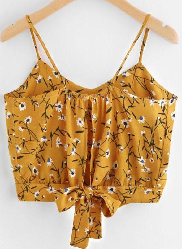 yellow floral crop top