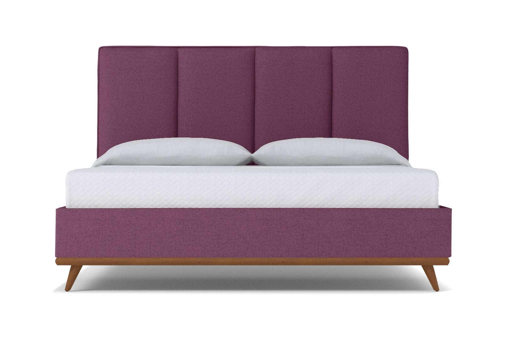 King-Size Carter Upholstered Platform Bed with Pecan Leg Finish