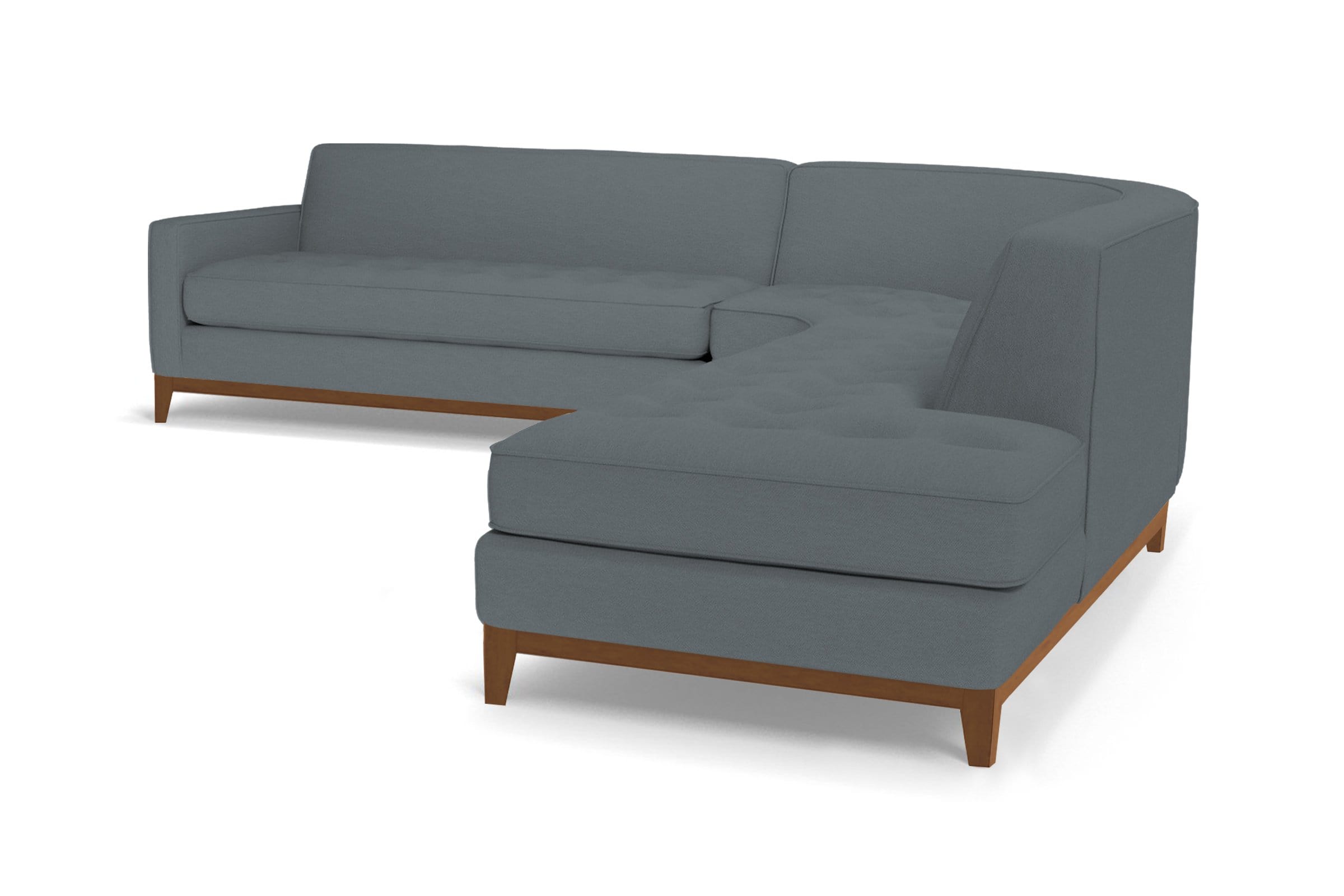 Monroe Drive 3pc Sleeper Sectional with Pecan Leg Finish, RAF - Chaise on the Right and Memory Foam Mattress Sleeper Option