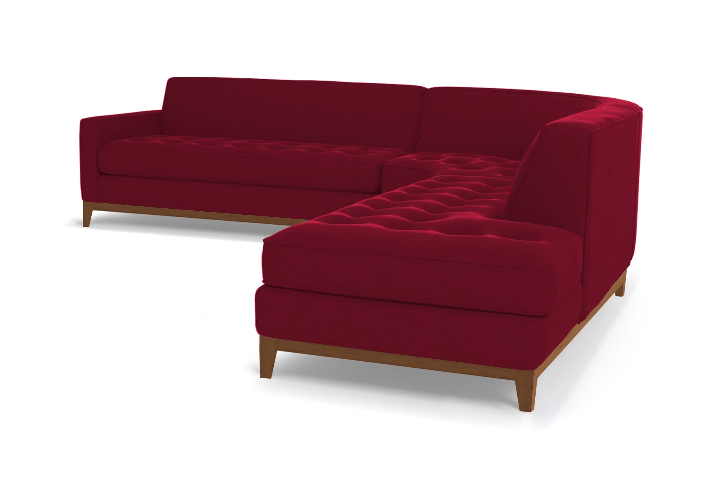 3pc Sleeper Sectional for Monroe Drive: Pecan Leg Finish, RAF - Chaise on the Right, Deluxe Innerspring Mattress Sleeper Option