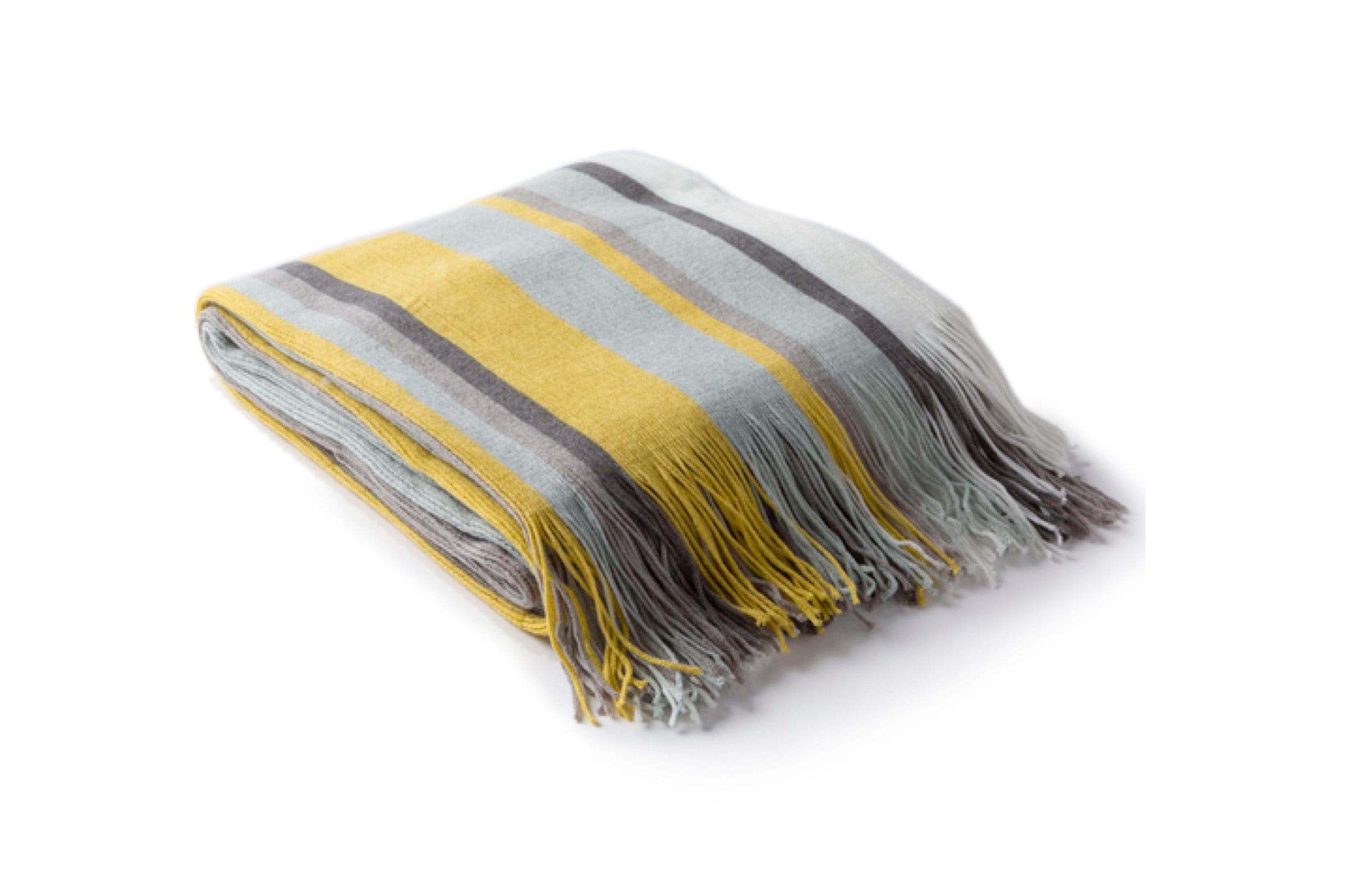 Redondo Striped Throw Blue/yellow/grey - Cozy Throw Blankets Sold By Apt2b