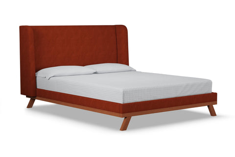 Tatum Upholstered Bed :: Leg Finish: Pecan / Size: King