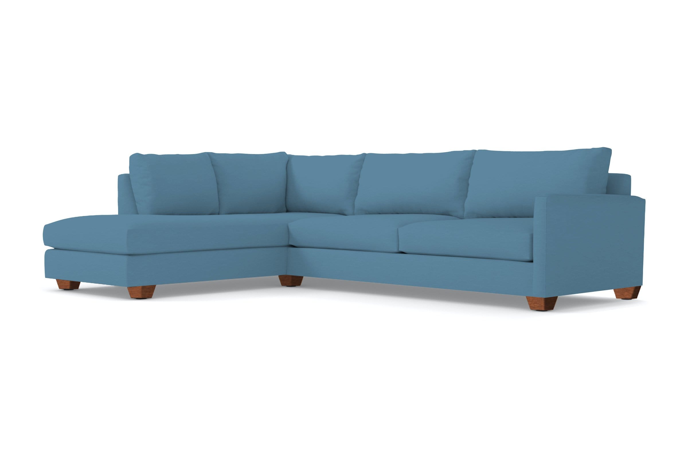 2pc Sleeper Sectional Tuxedo with Pecan Leg Finish, LAF Configuration (Chaise on the Left) and Memory Foam Mattress Sleeper Option
