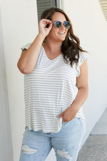 Illuminate the Way Striped Tee in Heather Grey | Southern Sass Boutique
