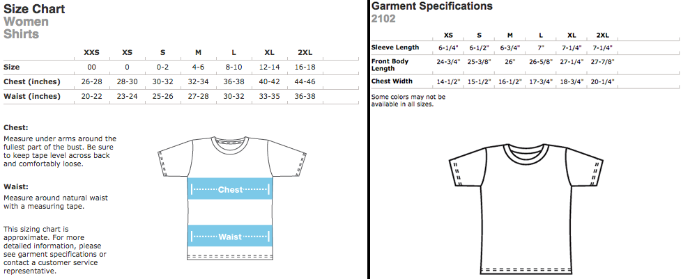 American Apparel Unisex Shirt Size Chart
