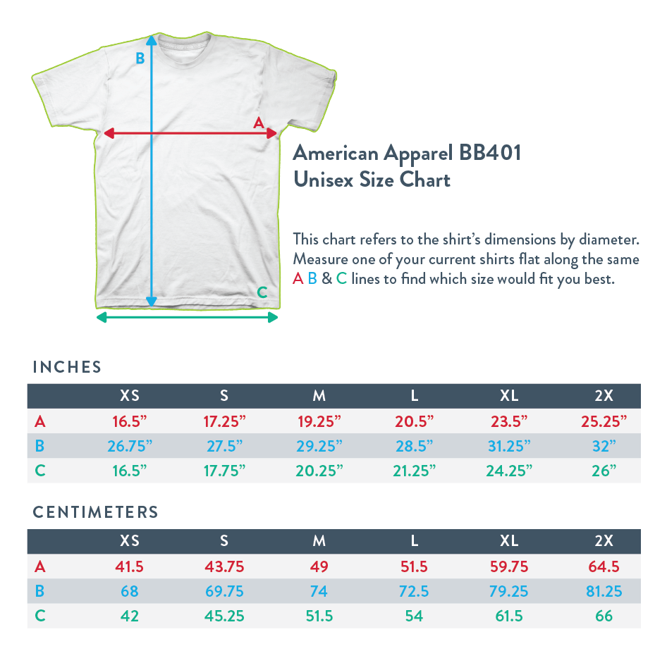 american t shirt size
