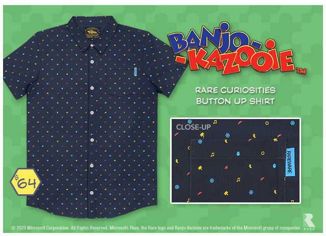 New Banjo-Kazooie Button up shirt at Fangamer.com
