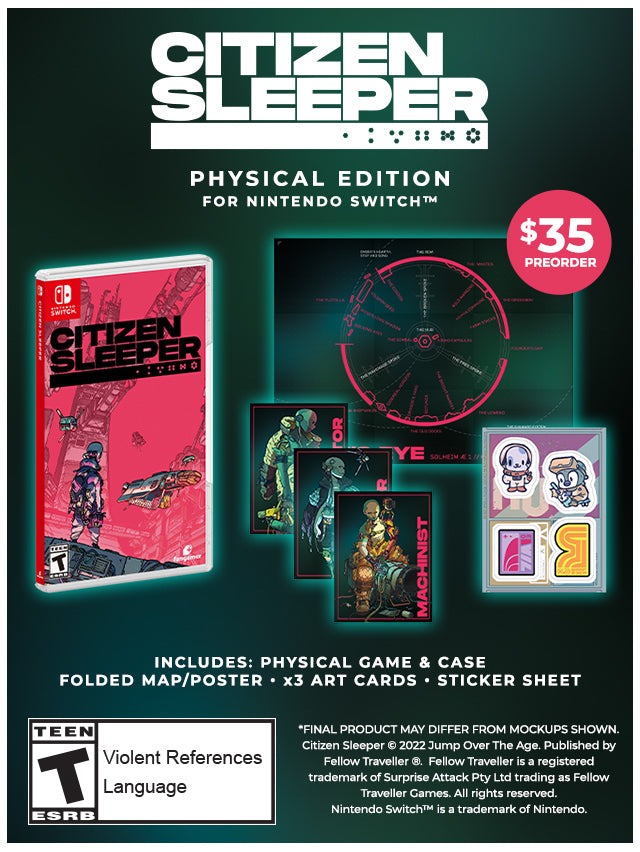 New Citizen Sleeper Physical Edition for Nintendo Switch available now for PREORDER at Fangamer.com
