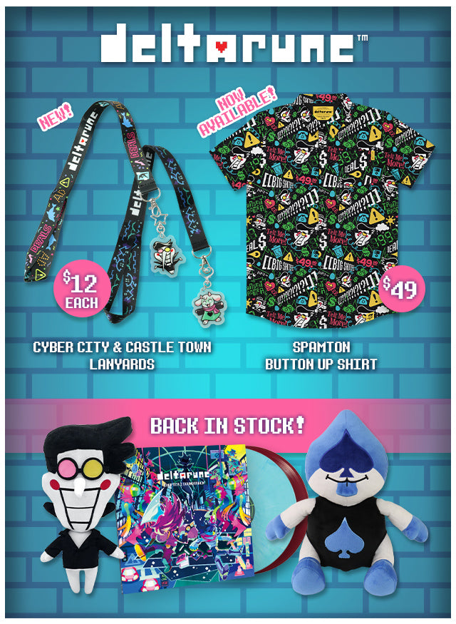 New and restocked Deltarune merch available now at Fangamer.com