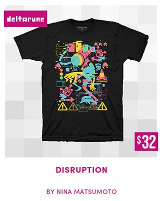 DELTARUNE Disruption T-shirt is back in stock at fangamer.com