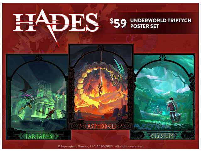 New Hades Poster Set available at Fangamer.com