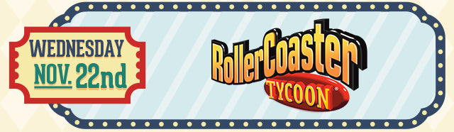 New RollerCoaster Tycoon merch coming Wednesday Nov 22nd at fangamer.com
