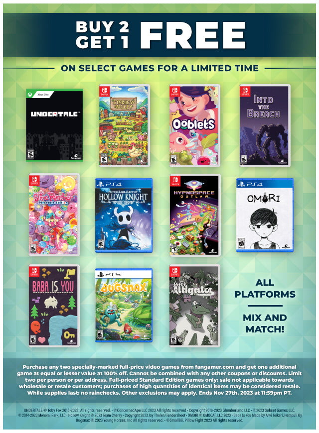 Black Friday Buy 2 Get 1 Free! Physical games at Fangamer.com