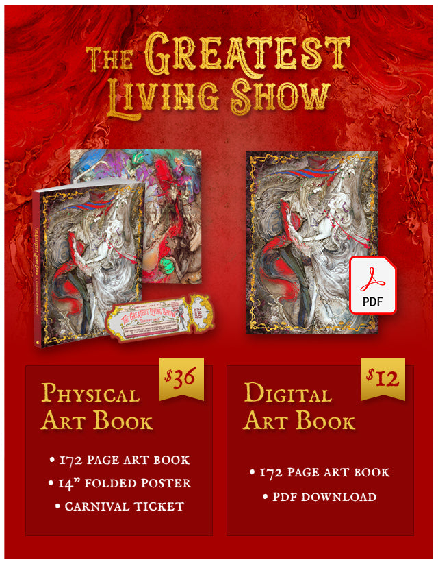 The Greatest Living Show Art Book available for preorder at fangamer.com