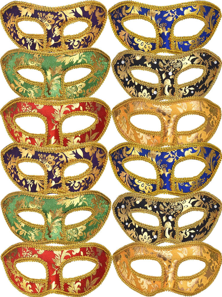 12 Pieces Half Mardi Gras Masquerade Mask Venetian Masks Set For Carni Luxury Party Mask Costume