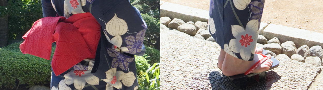 Obi belt & Geta sandal set – Kimono yukata market sakura