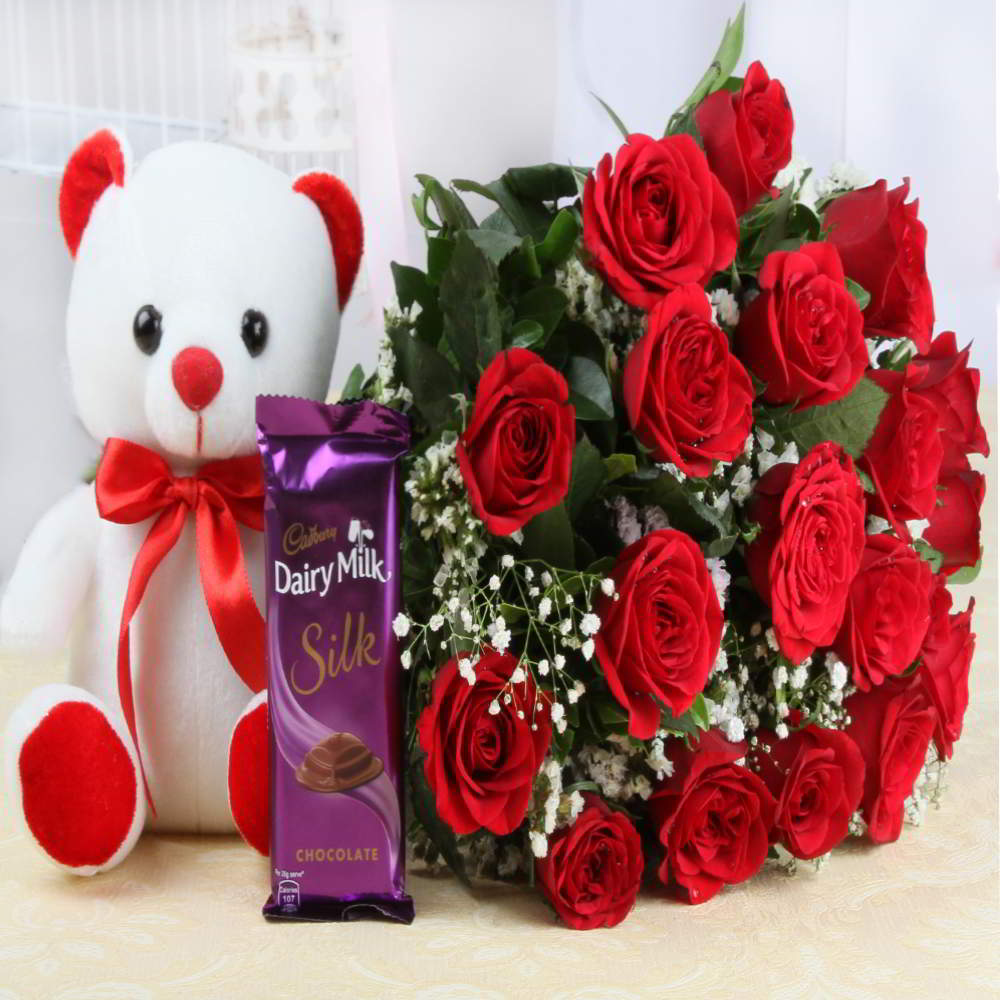 roses chocolate teddy bear