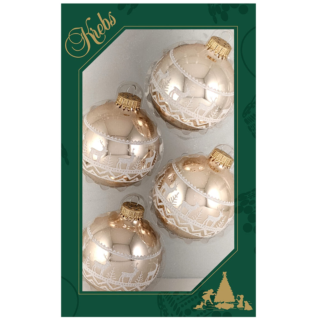 Christmas By Krebs 3 (76mm) Craft Glass Ornament [6 Pieces], Designer  Heirloom (Porcelain White with Gold Crown Caps)