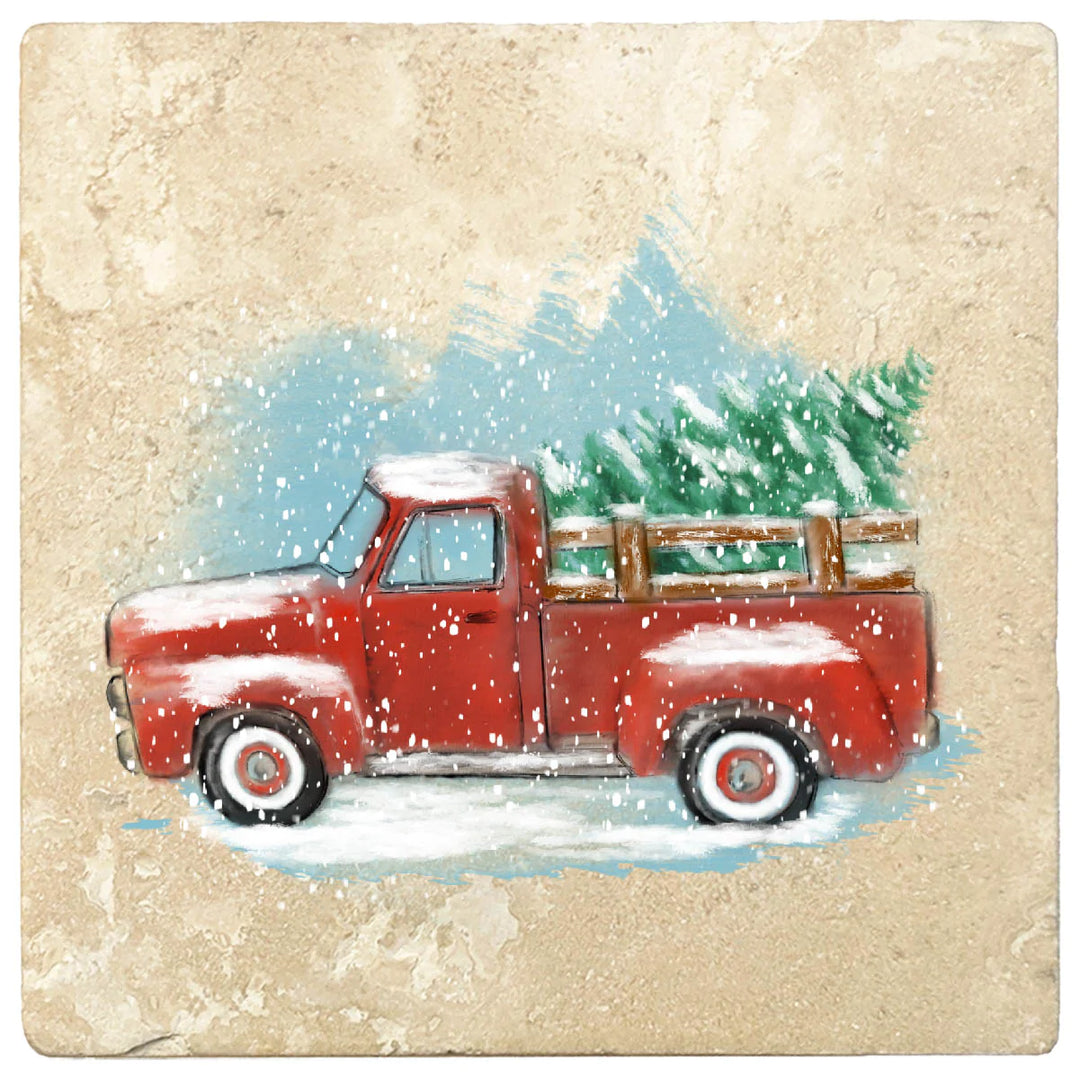 Christmas Truck Painting Coaster With Holder Pumpkin Gnome - Temu