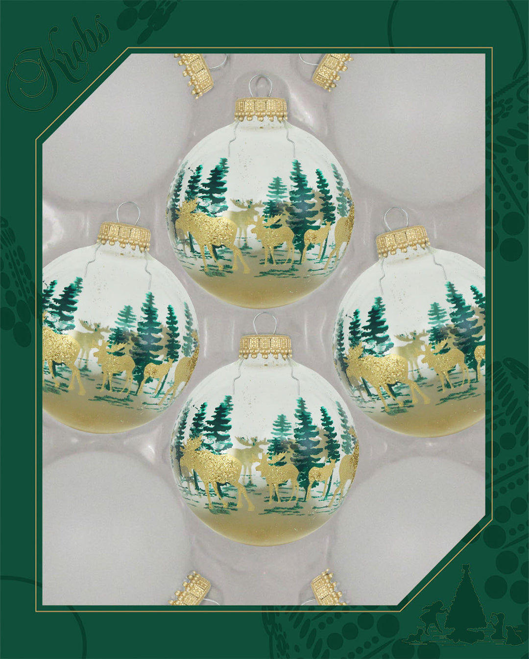 Glass Christmas Tree Ornaments - 67mm/2.625 [4 Pieces] Decorated Ball –  Christmas by Krebs