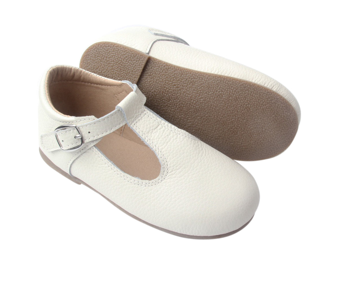 Lenox White T-Bar Moccasins – Fawn and Finch
