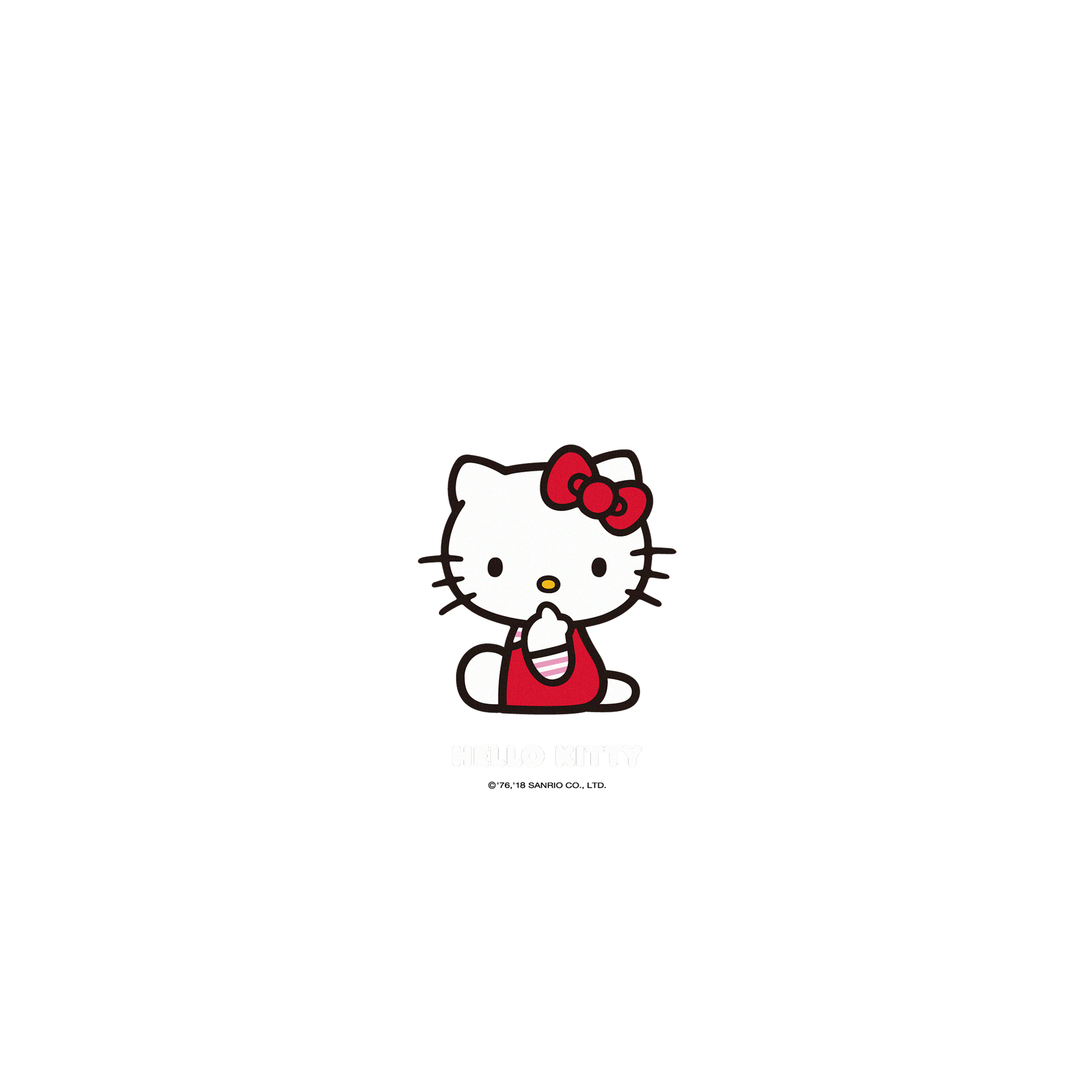 Wallpaper Hello Kitty on White Background Licensed by Sanrio