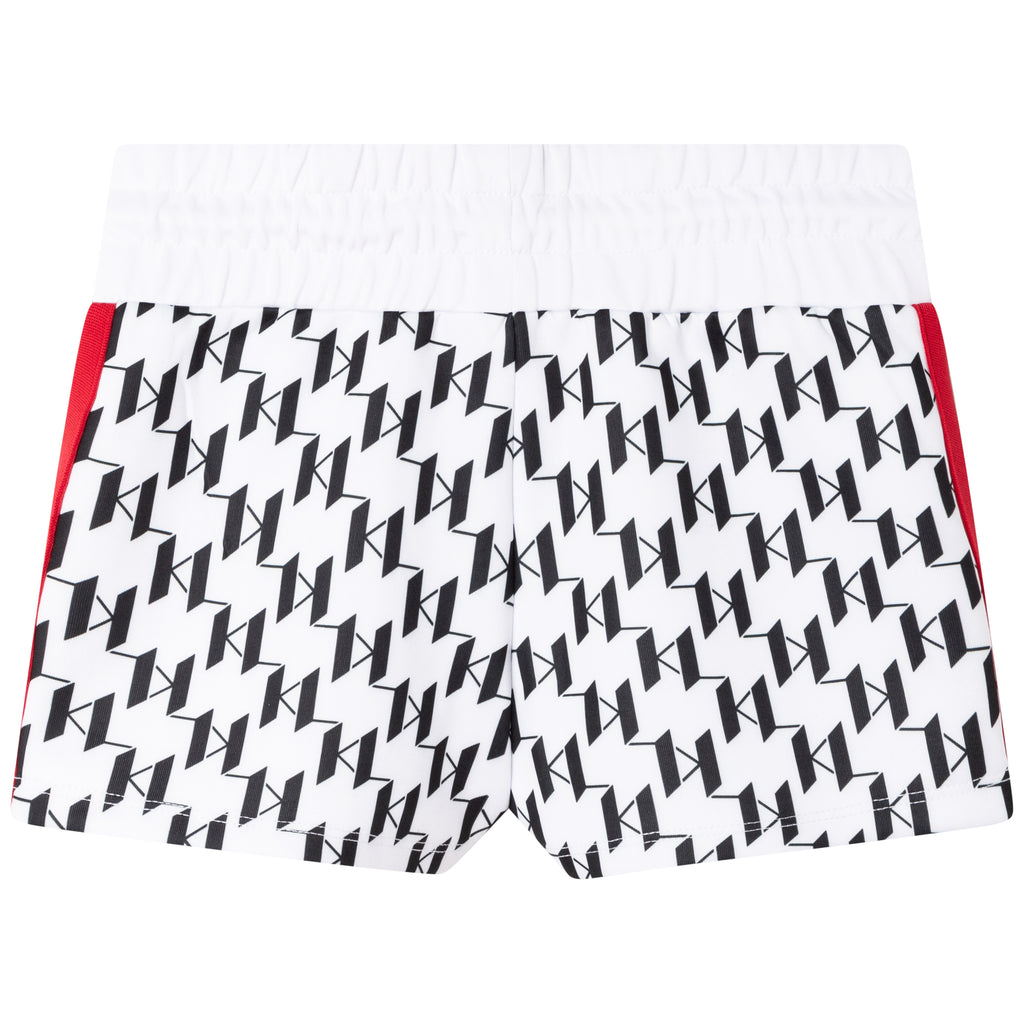 Karl Lagerfeld Kids Girl white monogram print track shorts ⭐ SHOP ONLINE!
