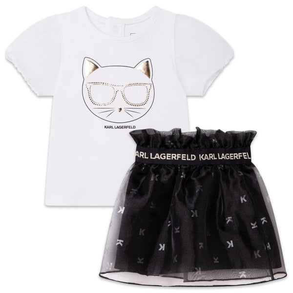 hoofdstad Banyan Laan Karl Lagerfeld kids Baby Choupette skirt and t-shirt set