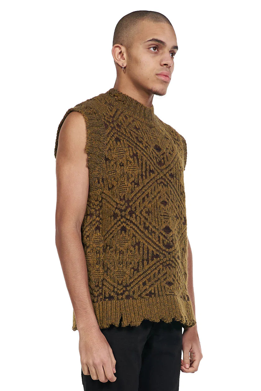 Andersson Bell Jacquard Heavy Crewneck Knit Vest for Men | UJNG