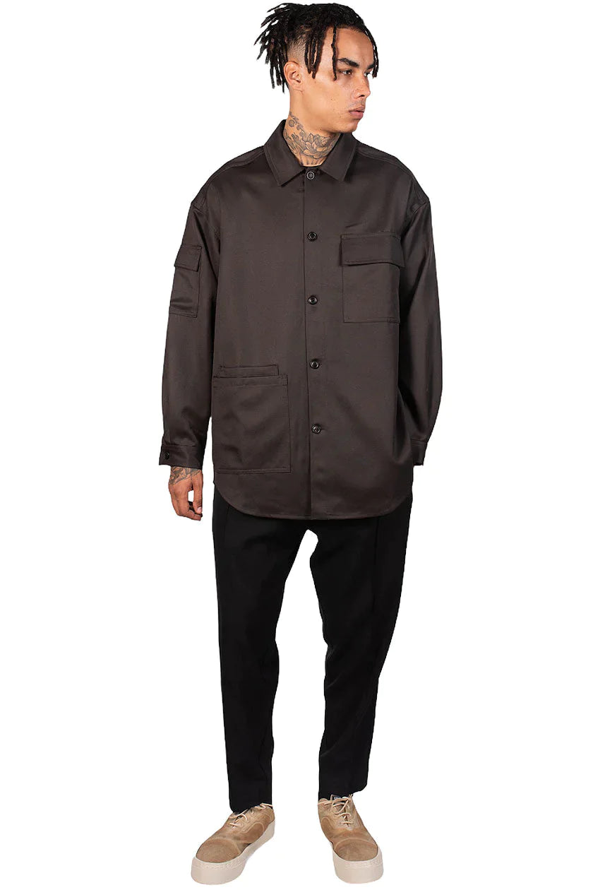 Lownn Brown Utility Long Shirt | UJNG