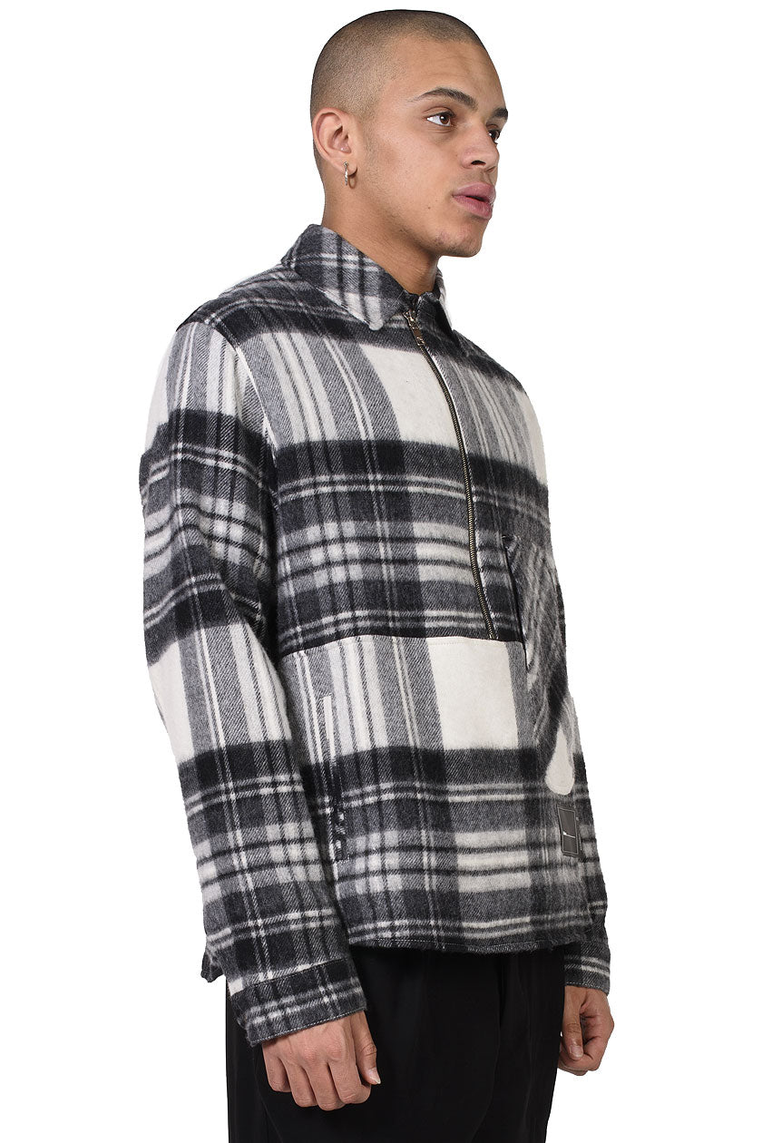 We11done Grey Wool Plaid Anorak Jacket | UJNG