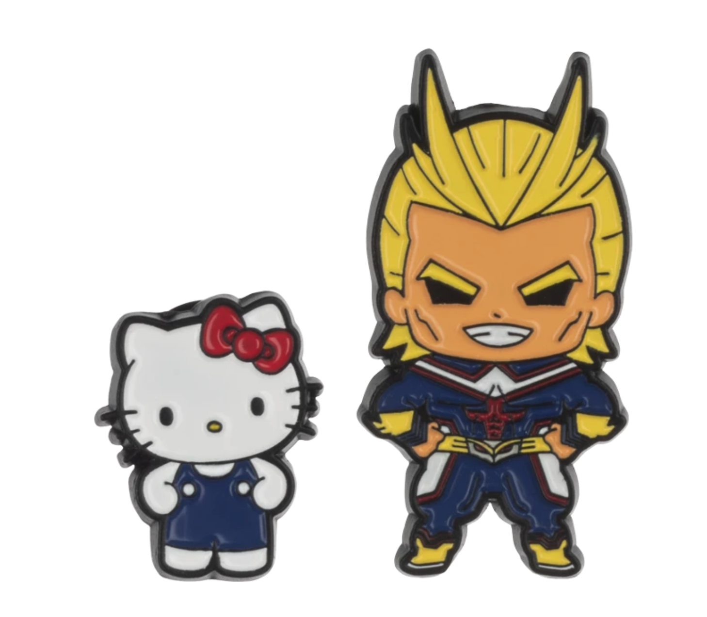 my hero academia x hello kitty friends all might lapel pin set crunchyroll my hero academia x hello kitty friends all might lapel pin set