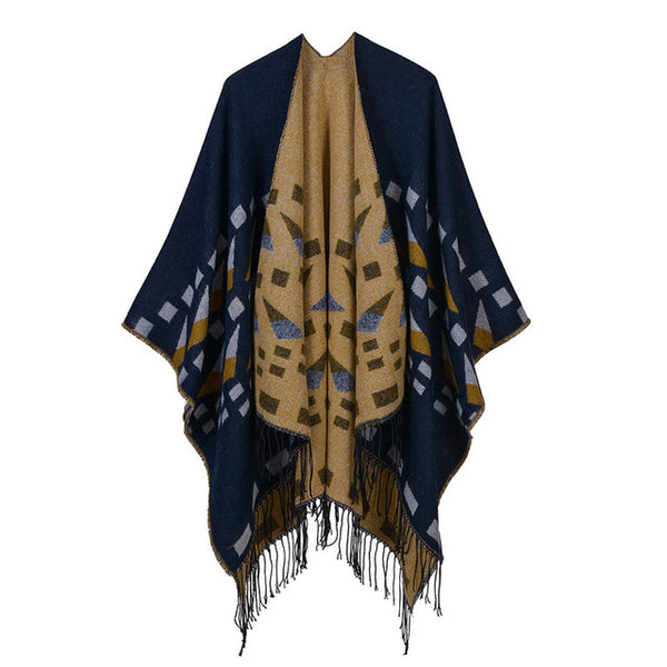 Ariel - Shawl Style Poncho With Geometric Shapes – ponchoandsombrero