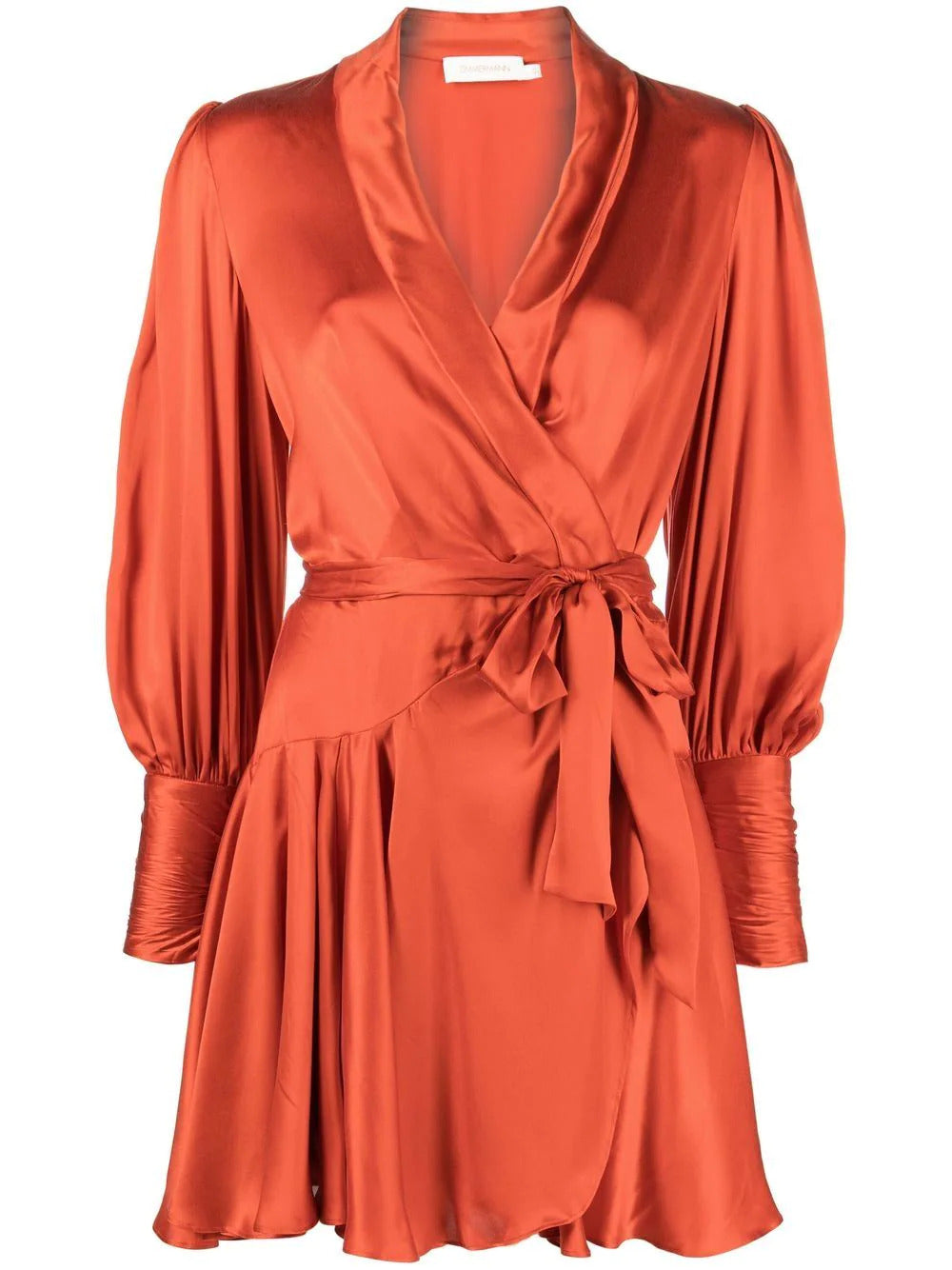 Zimmermann Silk Wrap Mini Dress In Orange