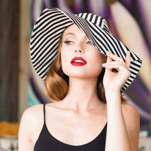 Load image into Gallery viewer, Striped Sun Hat - Black/White
